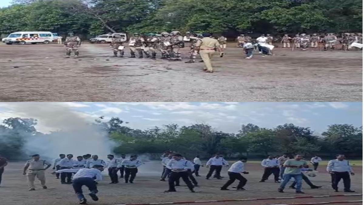 मॉक ड्रिल के दौरान घायल हुआ जवानः आंसू गैस गोला फेंकते झुलसा आरक्षक, तत्काल पहुंचाया अस्पताल, विस चुनाव के पूर्व पुलिस की तैयारी