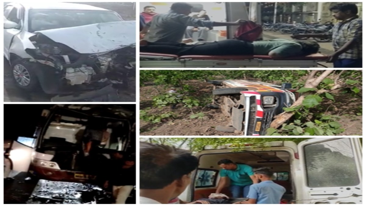 MP ROAD ACCIDENT: आगर मालवा में दो कारों के बीच भिड़ंत, एक की मौत, पांच घायल, रायसेन में 108 एम्बुलेंस अनियंत्रित होकर पलटी मासूम सहित तीन घायल, शाजापुर में ट्रक से टकराई वीडियो कोच बस, 12 यात्री घायल  