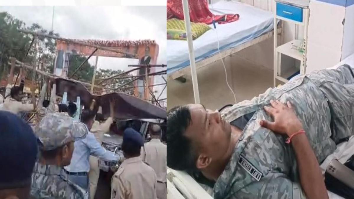 Khargone News: जेपी नड्डा की सभा के बाहर लगी होर्डिंग गिरने से हादसा, 4 सुरक्षाकर्मी घायल, एक की हालत गंभीर, 2 वाहन भी क्षतिग्रस्त