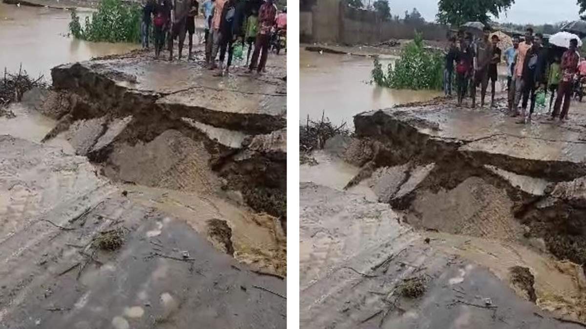 CG में बारिश से जनजीवन प्रभावित : तेज बहाव के साथ बह गई सड़क, 18 गांवों का संपर्क टूटा, देखिए VIDEO