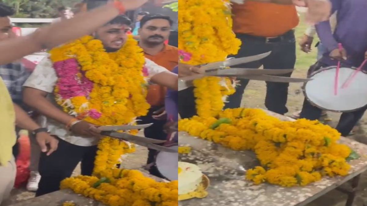 जन्मदिन पर तीन चाकुओं से काटा केकः वीडियो वायरल, बर्थडे ब्वॉय की पुलिस को तलाश