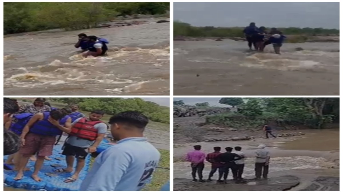 MP में उफान पर नदियां संकट में जान VIDEO: बेतवा नदी में फंसे 6 लोग, रेस्क्यू टीम ने बचाई जान, विदिशा में JCB मशीन से ग्रामीणों ने किया उफनती नदी पार 