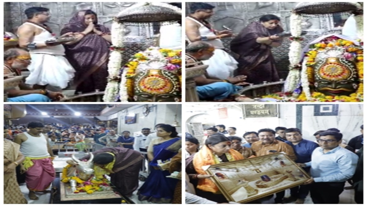महाकाल की भक्ति में लीन नजर आईं केंद्रीय मंत्री स्मृति ईरानी: गर्भगृह में पूजा-अर्चना कर लिया बाबा का आशीर्वाद 