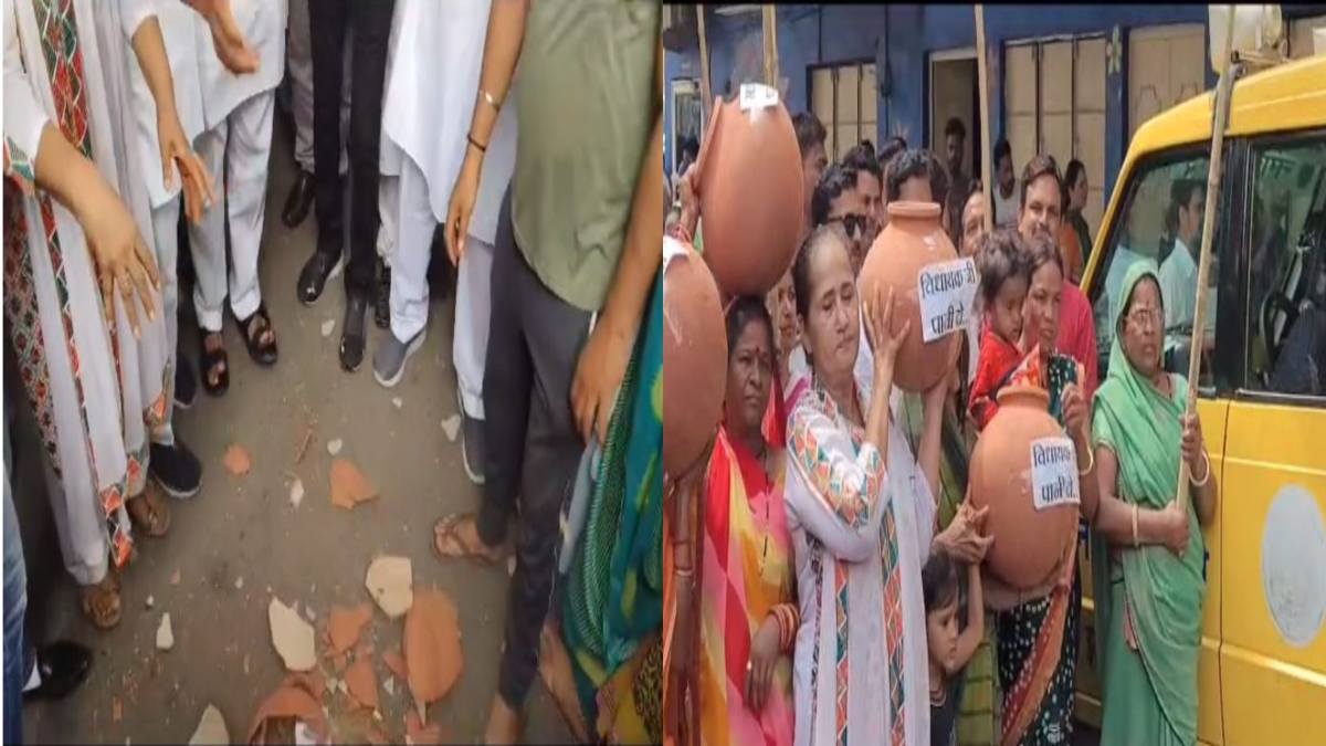 इंदौर में जल संकट, सफाई समेत तमाम समस्याओं को लेकर प्रदर्शन: रहवासियों ने मटका फोड़कर जताया विरोध, नेता प्रतिपक्ष ने दी चक्काजाम की चेतावनी