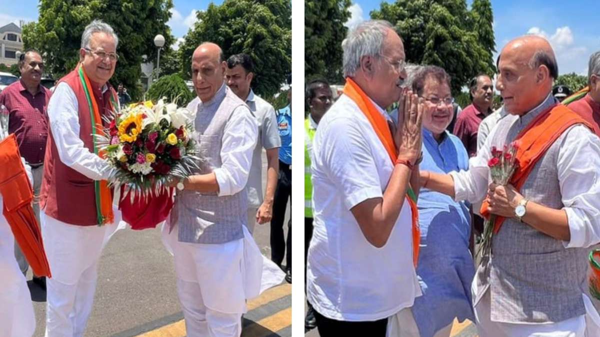 छत्तीसगढ़ पहुंचे रक्षा मंत्री राजनाथ सिंह, एयरपोर्ट पर नेताओं ने किया स्वागत, कांकेर में जनसभा को करेंगे संबोधित