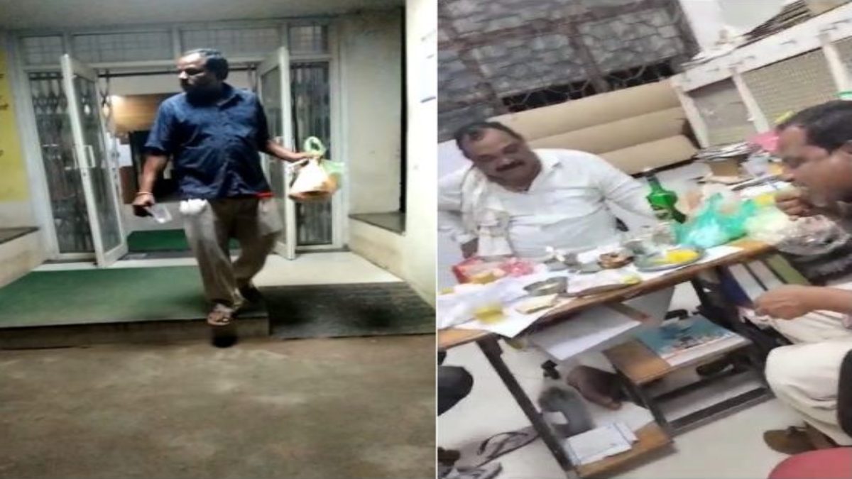 फूड एंड ड्रग मुख्यालय में शराब पार्टी: रात में बाहरी लोगों के साथ जाम छलकाने का वीडियो वायरल