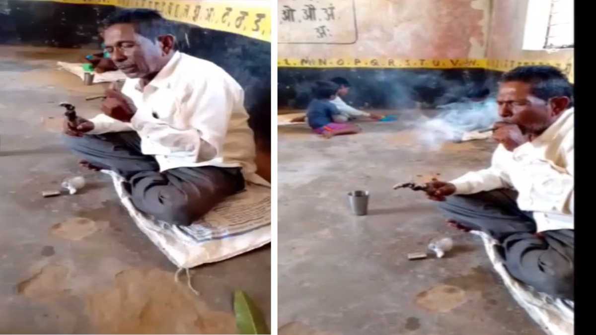 CG NEWS : स्कूल में बच्चों के सामने गांजा पी रहा शिक्षक, सोशल मीडिया में वायरल हुआ VIDEO…