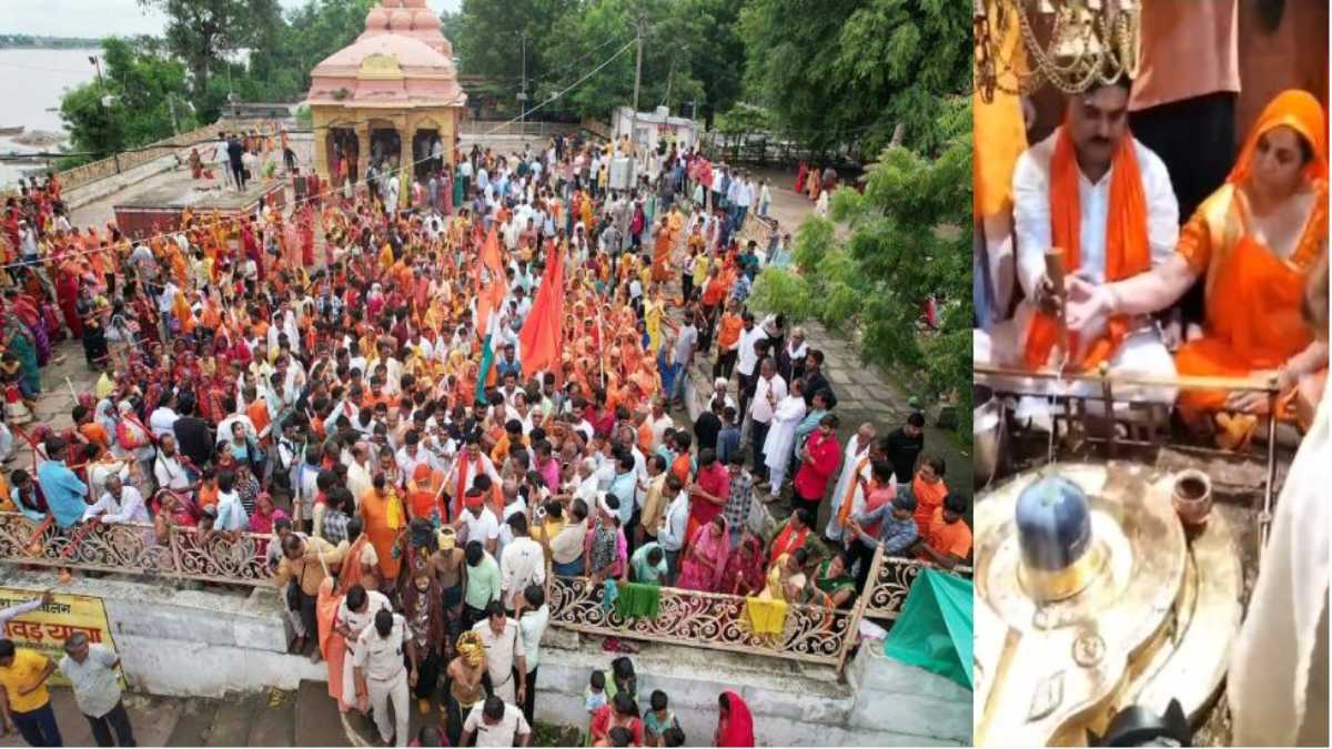 श्रावण का तीसरा सोमवारः मंत्री कमल पटेल की कमल खिलाने की मनौती, कांवड़ यात्रा में उमड़ी हजारों की भीड़