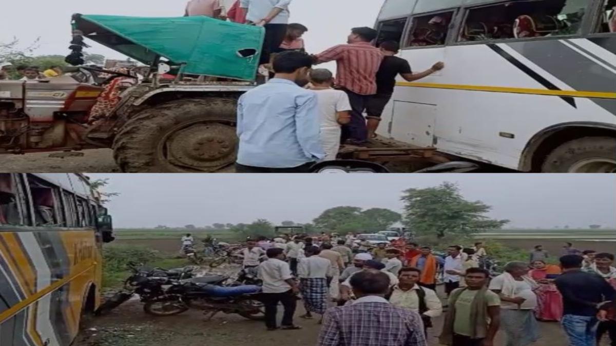 MP सड़क हादसा: श्योपुर में तेज रफ्तार बस ने बाइक को मारी टक्कर, एक की मौत, एक घायल, हादसे के बाद भीड़ ने बस पर किया पथराव