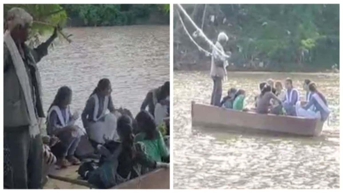 स्कूल चलें हम पर कैसे ! जान जोखिम में डालकर स्कूल जाने की मज़बूरी, उफनती नदी को नाव के सहारे पार कर बच्चे पहुंचते है स्कूल 