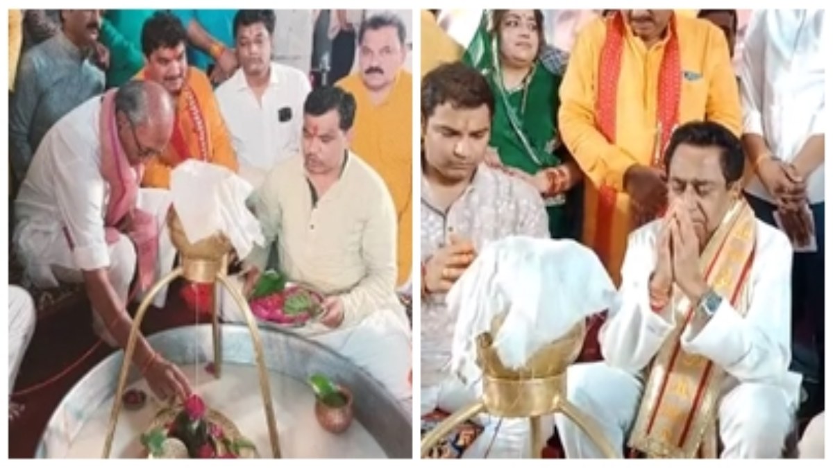 धर्म-कर्म: पूर्व मुख्यमंत्री कमलनाथ और दिग्विजय सिंह ने इंदौर में किया रुद्राभिषेक