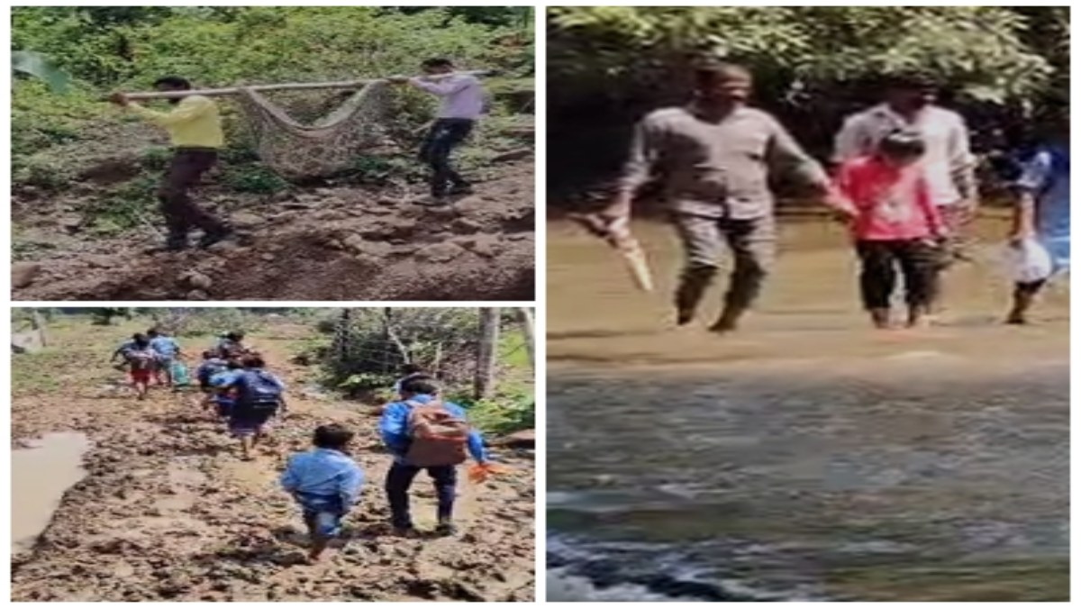 विकास के दावों की खुली पोल: सड़क नहीं होने से गांव तक नहीं पहुंच सकी एंबुलेंस, गर्भवती को कंधे पर उठाकर पथरीले पहाड़ से मुख्य मार्ग तक लेकर पहुंचे परिजन  