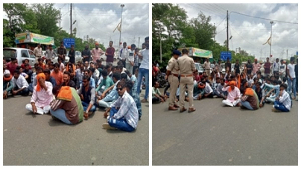गौ माता की हत्या से गुस्से में हिंदूवादी संगठन: सड़क जाम कर किया प्रदर्शन, आरोपियों पर कार्रवाई की मांग