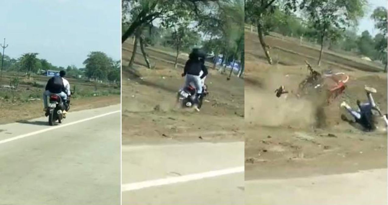 CG Live Accident : नशे में धुत बाइक सवार युवकों का दिल दहला देने वाला सड़क हादसा, आप भी देखें ये Video…