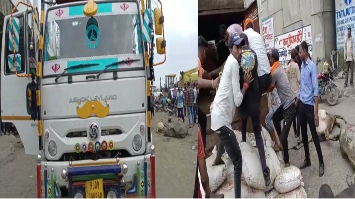 लोगों ने गोवंश से भरा ट्रक पकड़ा: 80 गायों को कराया मुक्त, 25 मृत मिले, ड्राइवर और खलासी फरार