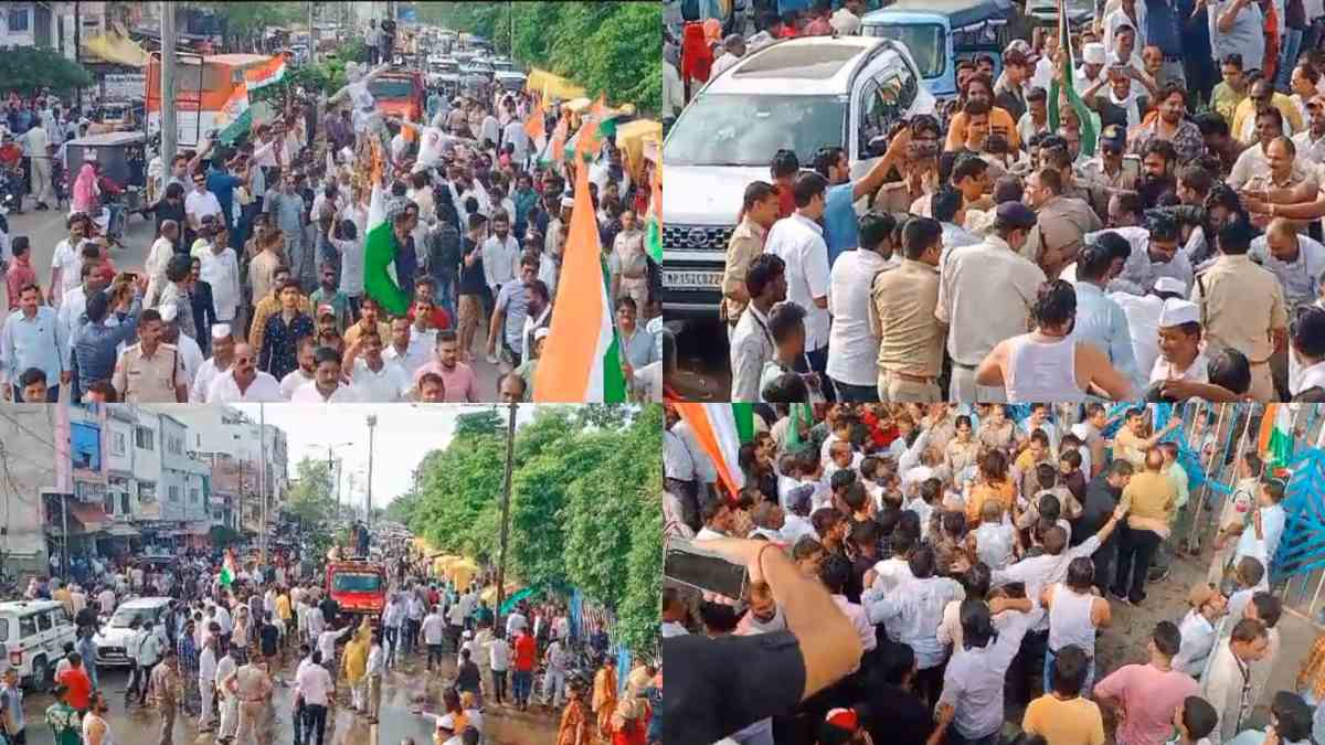 कांग्रेस का बुदेलखंड मेडिकल कॉलेज के सामने  प्रदर्शन: स्वास्थ्य मंत्री, विधायक और डीन का किया पुतला दहन, कार्यकर्ताओं और पुलिस में हुई झूमाझपटी