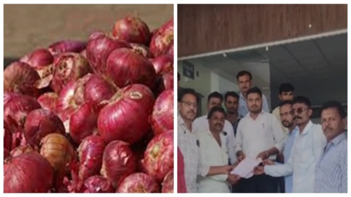 प्याज पर निर्यात शुल्क से अन्नदाता नाराज: सड़क पर उतरे किसान, पीएम के नाम कलेक्टर को सौंपा ज्ञापन  
