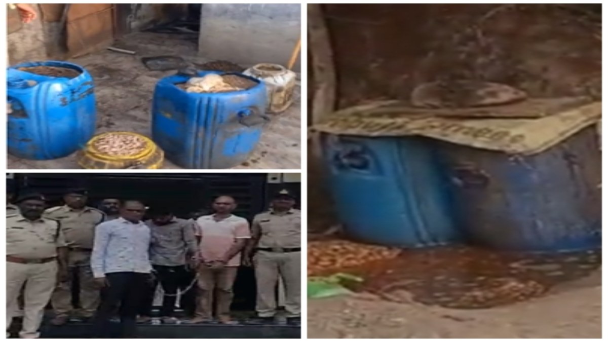 अवैध शराब के खिलाफ कार्रवाई: 3 थानों के 60 से अधिक पुलिसकर्मियों ने दी दबिश, 11 लाख का महुआ लाहन और 50 हजार की कच्ची शराब जब्त 