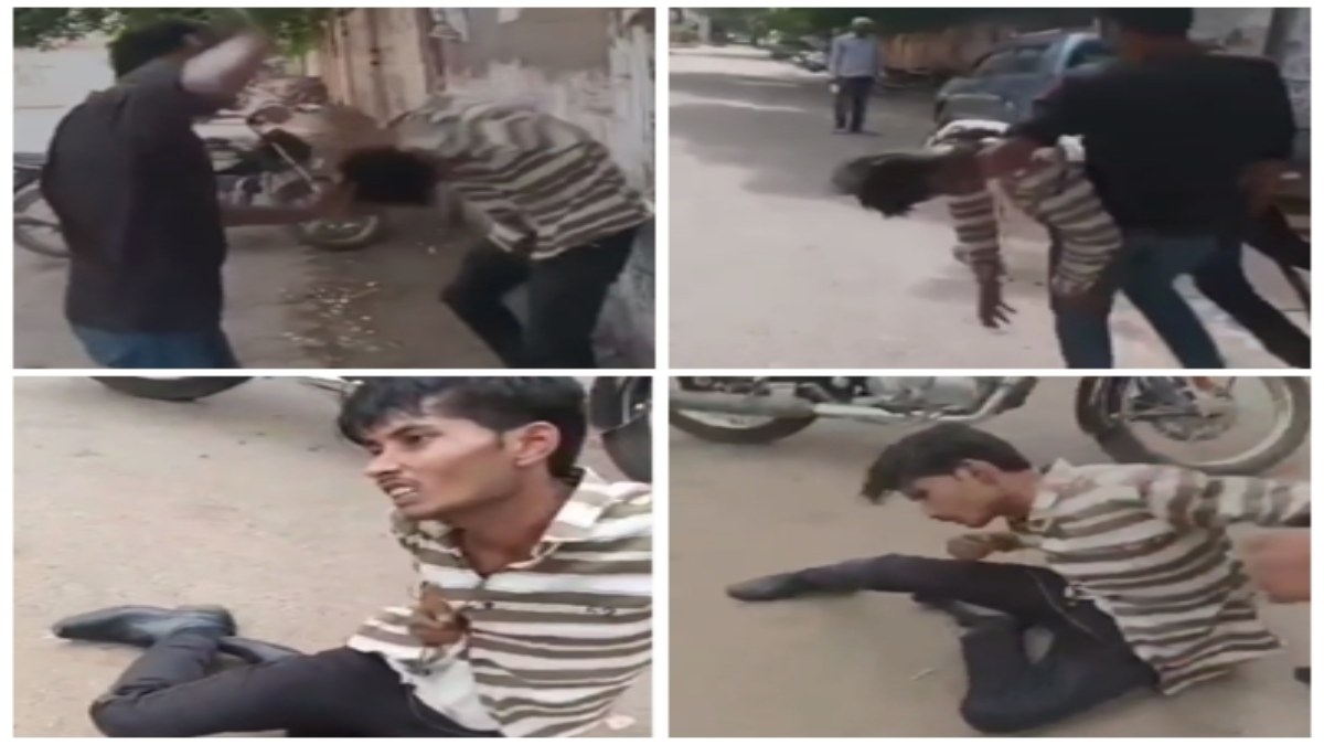 सड़क पर युवक के साथ मारपीट: लात-घूंसे और बेल्ट से जमकर पीटा, गाली देने को लेकर हुआ विवाद, VIDEO वायरल 