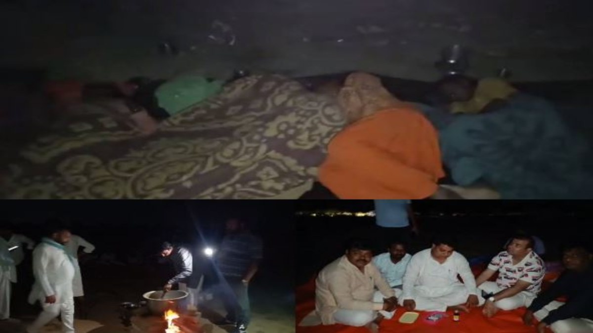 मुरैना में आदिवासियों का घर तोड़ने पर सियासत: धरने पर बैठे रघुराज कंसाना, कांग्रेस ने भी डाला डेरा, हक की लड़ाई लड़ने की कही बात