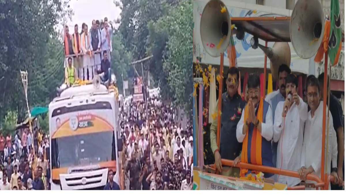 खरगोन में CM शिवराज और कैलाश विजयवर्गीय ने किया रोड शो: लाडली बहनों और कार्यकर्ताओं ने जगह-जगह बरसाए फूल