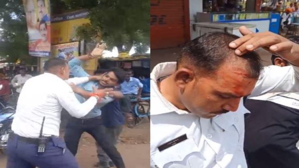 MP में ट्रैफिक पुलिस से मारपीट, VIDEO: बीच सड़क पर खड़े वाहन को हटाने कहा, तो युवक ने की हाथापाई, यातायात कर्मी के सिर पर आई चोट
