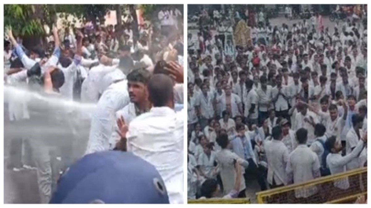 जबलपुर में नर्सिंग छात्रों का प्रदर्शन: तीन साल से एग्जाम नहीं होने पर फूटा गुस्सा, कलेक्ट्रेट का घेराव करने जा रहे स्टूडेंट्स पर वॉटर कैनन का इस्तेमाल