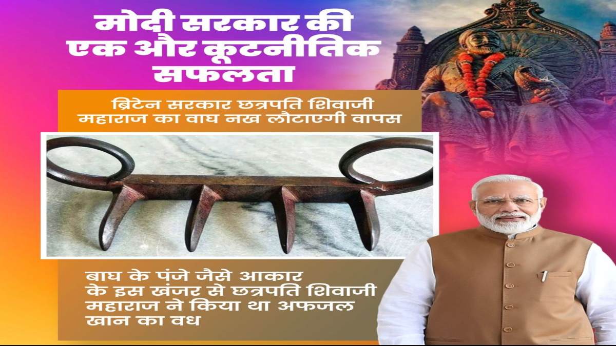बड़ी खबरः छत्रपति शिवाजी महाराज का ‘बाघ नख’ वापस भारत आएगा, सिंधिया ने ट्वीट कर दी जानकारी