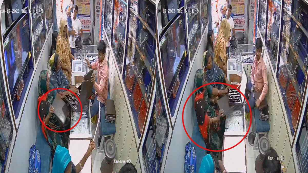 महिला ने दिखाई हाथ की सफाई: ज्वेलर्स शॉप से चुरा ले गई चांदी की पायल से भरा बॉक्स, घटना CCTV में कैद  