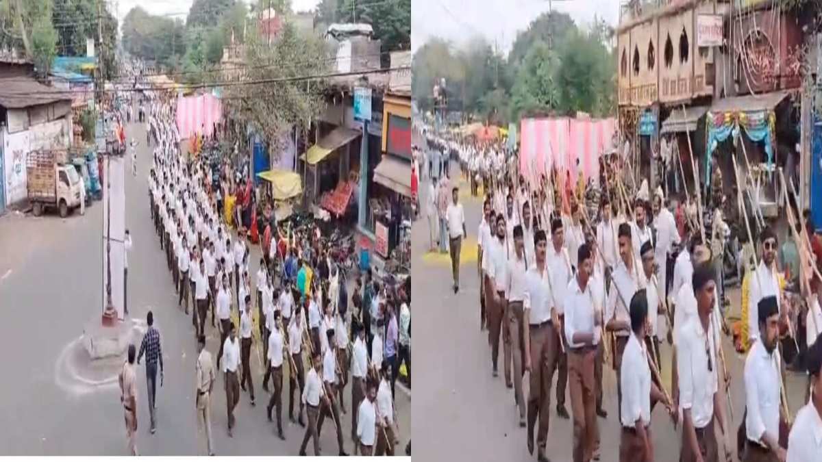 धार में RRS ने निकाला पथ संचलन: 14 बस्तियों से पहुंचे हजारों स्वयंसेवक, फूलों से किया गया स्वागत