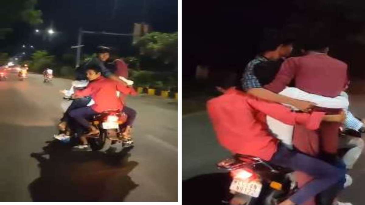 रायपुर में खतरनाक स्टंट, एक बाइक पर 6 लोग सवार, देखें VIDEO…