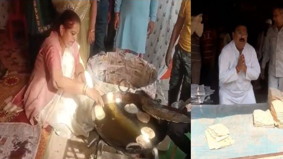 राजनीति जो न कराए कम हैः BJP उम्मीदवार अर्चना तल रही पूड़ी तो कांग्रेस के सुरेंद्र सिंह कर रहे कपड़े की घड़ी