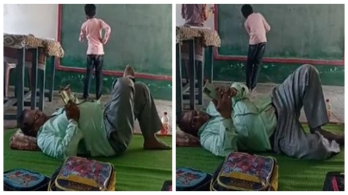 स्कूल में शिक्षक का सोते हुए VIDEO वायरल: बैग को तकिया बनाकर आराम फरमाते आए नजर, DEO ने किया निलंबित