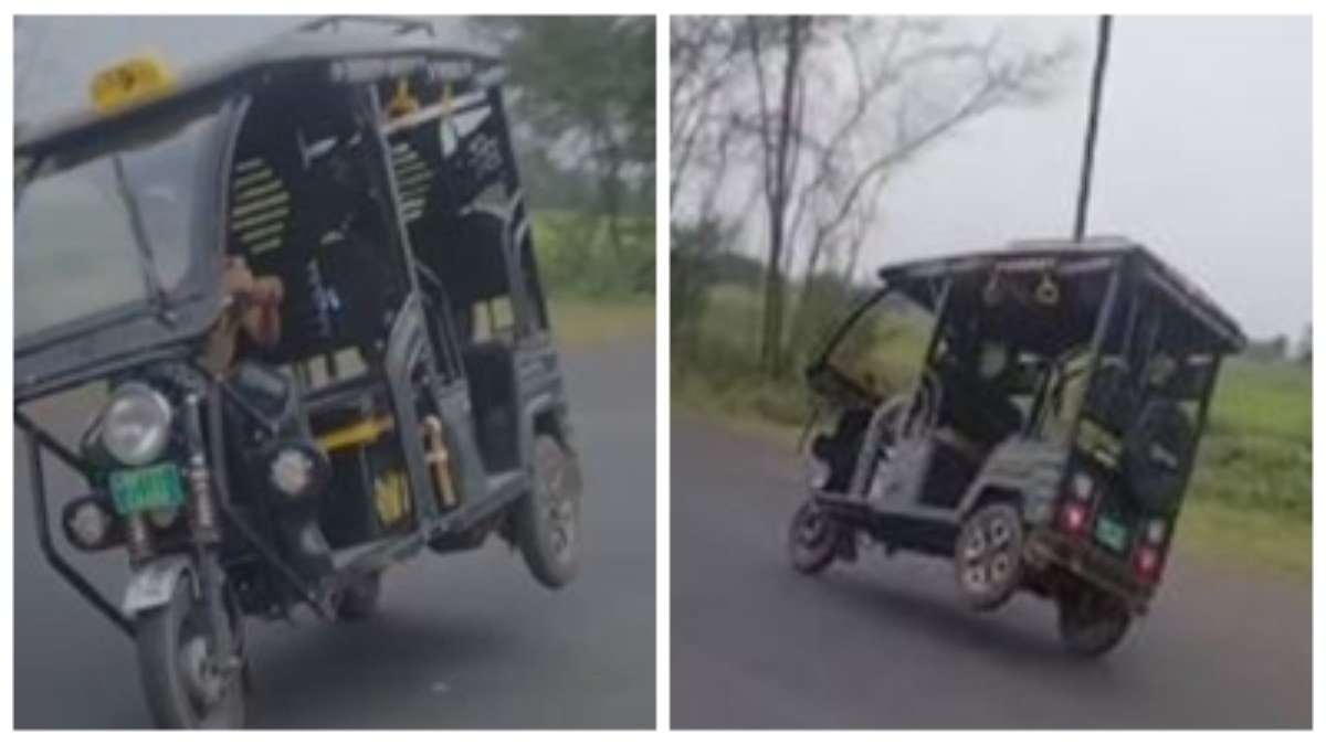 हाईवे में दो पहियों पर दौड़ाई ई-रिक्शा: चालक का खतरनाक स्टंट करते VIDEO वायरल, लोगों ने की सख्त कार्रवाई की मांग   