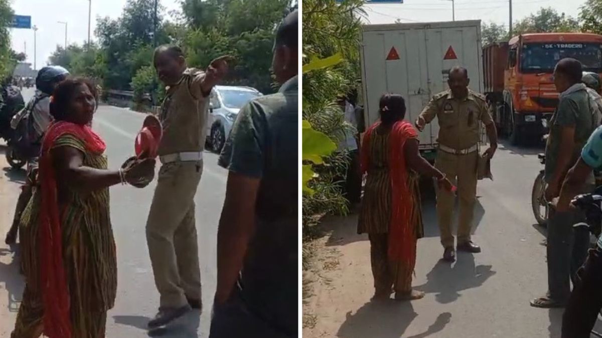 Viral Video : ई-रिक्शा चालक महिला ने पुलिसवाले पर बरसाई चप्पल, इस बात को लेकर हुआ विवाद