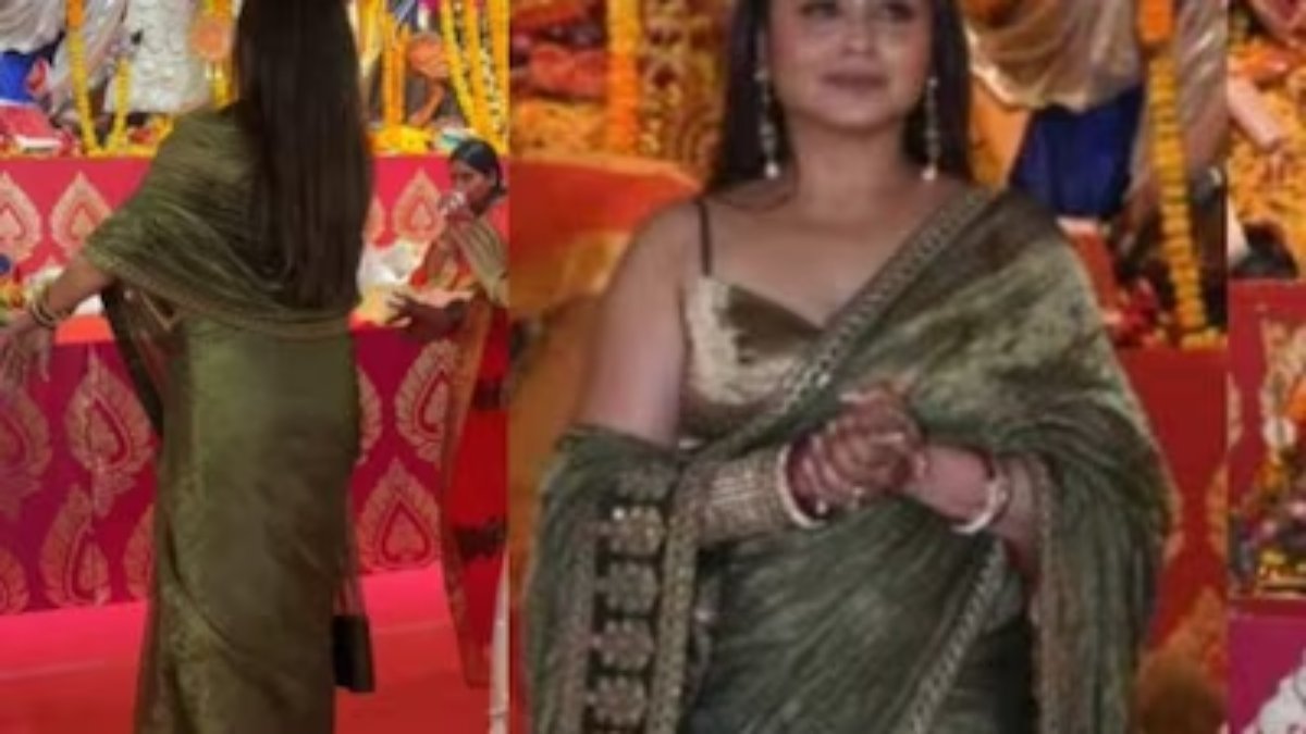 दुर्गा पूजा के रंग में रंगी दिखीं Rani Mukerji, ग्रीन साड़ी में लगीं बला की खूबसूरत, एक्ट्रेस ने जमकर किया डांस …