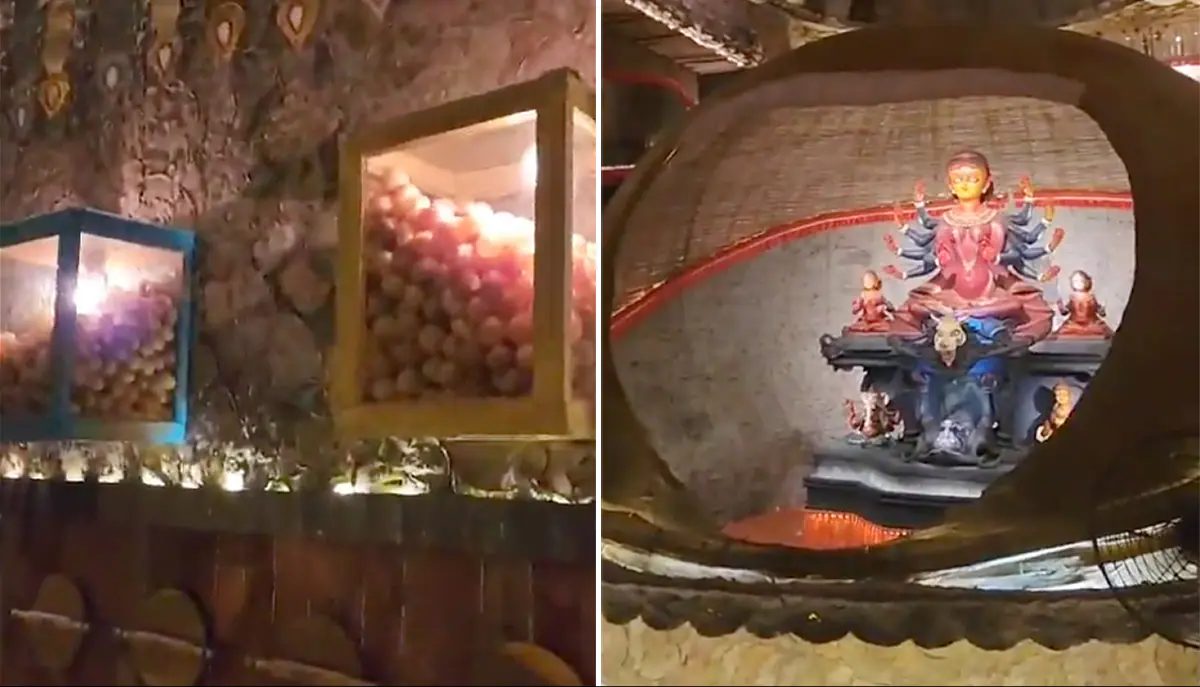 Durga Pandal: गुपचुप से तैयार किया मां दुर्गा का विशाल पंडाल, 20 अक्टूबर होंगे दर्शन, देखिए वायरल वीडियो
