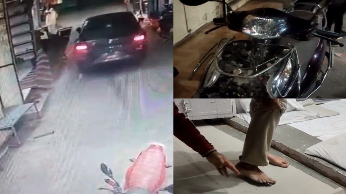 भरे बाजार में दौड़ाई कार: कई वाहनों को मारी टक्कर, एक व्यक्ति घायल, घटना CCTV में कैद