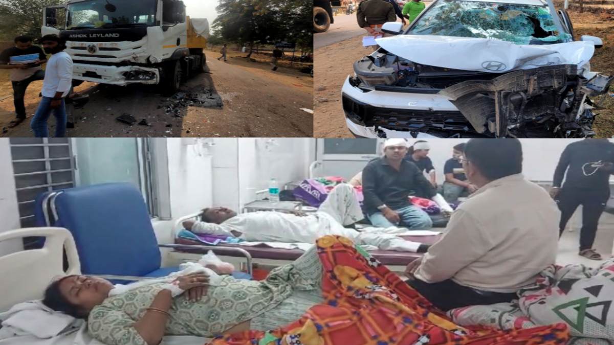 तेज रफ्तार डंपर ने कार को मारी टक्कर, 5 घायल: बागेश्वर धाम के दर्शन कर लौट रहा था परिवार, पुलिस ने दर्ज नहीं की रिपोर्ट