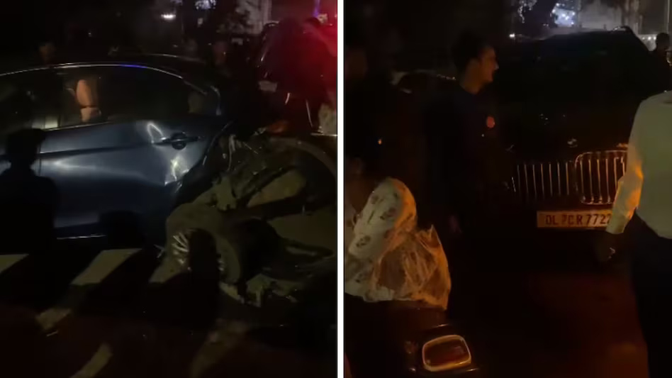 बीएमडब्ल्यू ने कार को टक्कर मारी, दो बुजुर्ग समेत चार लोग घायल
