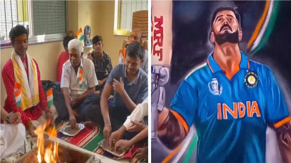 IND vs AUS Final : भारत-ऑस्ट्रेलिया के बीच विश्वकप का फाइनल मैच, टीम इंडिया की जीत के लिए जगह-जगह हो रहा यज्ञ, रायपुर के आर्टिस्ट ने बनाई विराट कोहली की रंगोली