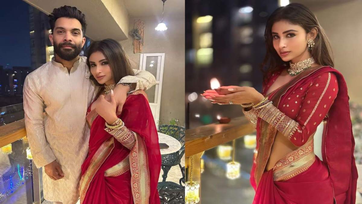 दिवाली पर पटाखा लगीं Mouni Roy, मरून कलर की प्लेन साड़ी में धड़काया फैंस का दिल …