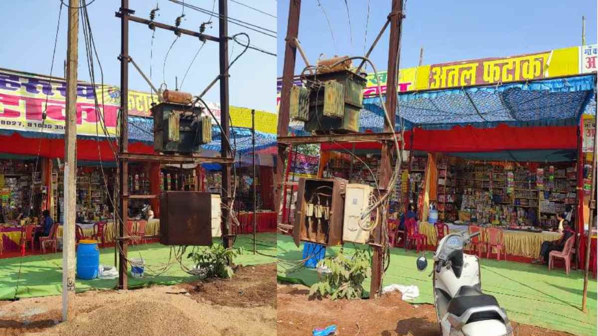 बड़ी अनहोनी को दावत दे रहा प्रशासन: ट्रांसफार्मर के सामने लगा पटाखों का दुकान, लिखित शिकायत के बाद भी प्रशासन ने नहीं बदली जगह, दहशत में व्यापारी …