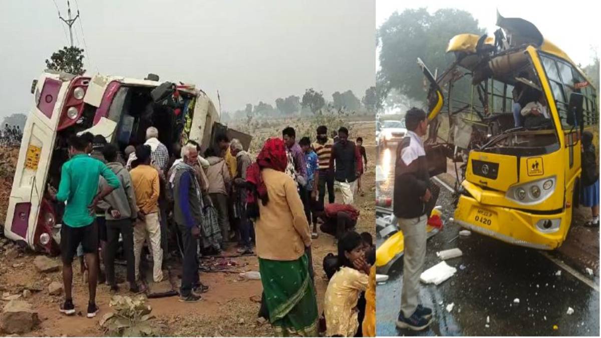 MP सड़क हादसे में 2 मौतः पन्ना में बस पलटने से 12 यात्री घायल, सिवनी में दो बसों में भिड़ंत से बच्चे बाल बाल बचे