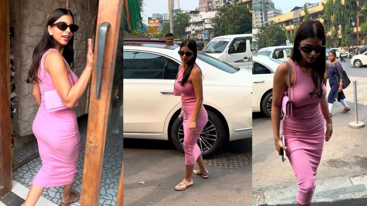 रेस्टोरेंट से बाहर निकलते स्पॉट हुई Suhana Khan, पर्पल कलर के टाइट वनपीस में दिखाया किलर लुक …