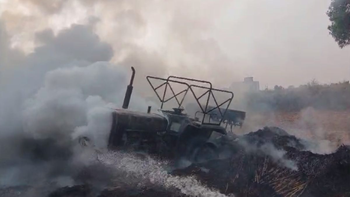 Morena News: बाजरे की करब हटाने के दौरान झुलसा किसान का बेटा, ट्रैक्टर जलकर खाक