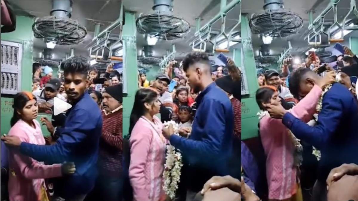 चलती ट्रेन में शादी, लड़के ने लड़की की मांग में भर दिया सिंदूर, फिर पहनाया मंगलसूत्र, देखते रह गए यात्री, देखें VIDEO…