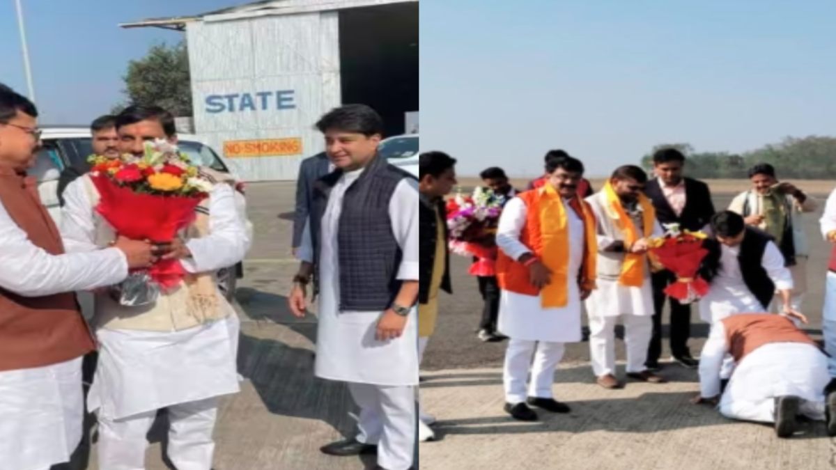 सिंधिया के चरणों में तोमर: दोनों घुटने टेक पैरों पर रख दिया सिर, शपथ से पहले केंद्रीय मंत्री का लिया आशीर्वाद, तस्वीरें वायरल