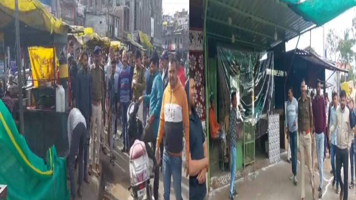 एक्शन में प्रशासन: फुटपाथ पर लगी दुकानों को हटाया, मीट दुकानों में नियम के तहत व्यवस्था नहीं हाेने पर की चालानी कार्रवाई
