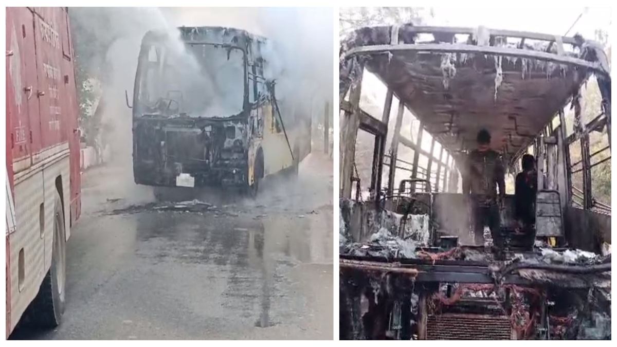 स्कूल बस में लगी भीषण आग: मुसीबत में फंसी बच्चों की जान, बड़ा हादसा टला